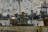 Boats in Harbour by Edmund Alleyn, 1954, oil on canvas, sold Mar 2017