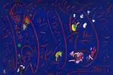 Ensemble Red on Ultramarine by Paul Fournier, acrylic on canvas, sold Mar 2017