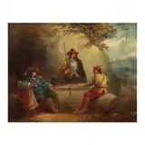 Three Cavaliers by William Harrop, Oil on oak panel, sold Sep 2021
