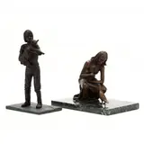 Two Bronze Models of Youths Tending Animals by Jean Roth, Patinated cast bronze, sold Sep 2021