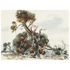 Cypress Trees by Maurice Logan, Watercolor on paper, sold Sep 2021