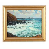 Rocky Coastline by Paul Seavey, Oil on artist's board, sold Sep 2021