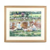 Sitting by the Pond by Ron Hedrick, Oil on canvas, sold Sep 2021