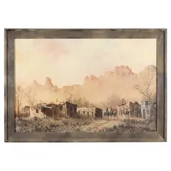 Southwest Mining Town by Lester Hughes, Oil on canvas, sold Sep 2021