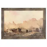 Southwest Mining Town by Lester Hughes, Oil on canvas, sold Sep 2021