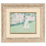 Conversation in the Garden by Andre Gisson, Oil on canvas, sold Sep 2021
