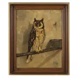 An Owl on a Perch by Piet Tyssen, Oil on canvas, sold Sep 2021