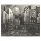 Manhattan Moonlight by Armin Landeck, Drypoint and engraving, sold Sep 2021