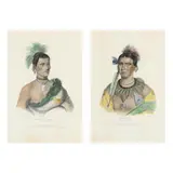 Ma Has Kah (Chief of the Ioways) and Pes-Ke-Le-Cha-Co (A Pawnee Chief) by McKenney & Hall, Hand-colored lithographs, sold Sep 2021