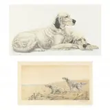 Two Resting Setters and Llewellin Setters by Léon Danchin, Etching and aquatint, sold Sep 2021