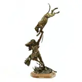 When The Hunter Becomes the Hunted by Vic Payne, Patinated cast bronze, sold Sep 2021