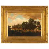 Landscape with Cottage by Henry Pember Smith, Oil on canvas, sold Sep 2021