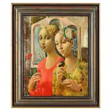 Two Women by Normunds Braslins, Oil and gold leaf on canvas, sold Sep 2021