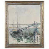 Harbor Scene by Everett Stahl, Oil on canvas, sold Aug 2021