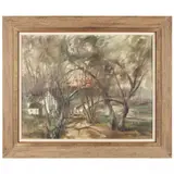 Village Lane by Stanley Sobossek, Oil on canvas, sold Aug 2021