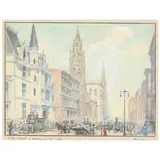 Fifth Avenue on Sunday Morning - 1900 by Allyn Cox, Watercolor and gouache on paper mounted to sheet, sold Aug 2021