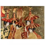 Five Women in Celebration by Stephen White, Oil and gold leaf on birch panel, sold Aug 2021