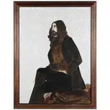 Man Seated, with Books by Stephen White, Oil on board, sold Aug 2021