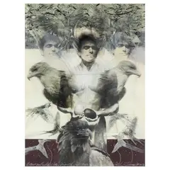 Man with Eagles and Birds by S. Tucker Cooke, Mixed media, sold Aug 2021