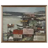 Fishing Village by Gene Hege, Acrylic on canvas, sold Aug 2021