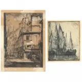 Two Etchings by Louis Orr, To include a Parisian etching and a harbor scene, sold Aug 2021