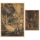 Two French Architectural Etchings by Louis Orr, Etchings on cream wove paper, sold Aug 2021