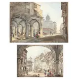 Two Venetian Street Scenes by Samuel Prout, Ink and watercolor on paper, sold Aug 2021