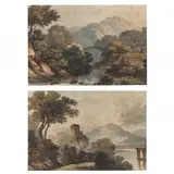 Two Landscapes by John Varley the Elder, The first a watercolor on paper, sold Aug 2021