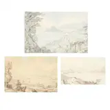 Three Scenic Watercolors by Thomas Barker, Ink and wash on paper, sold Aug 2021