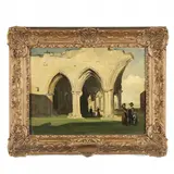 Figures Amongst Ruins by Philip Hugh Padwick, Oil on canvas board, sold Aug 2021