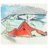 Arthur Newberry's Barns by Gregory Ivy, Watercolor on paper, sold Aug 2021