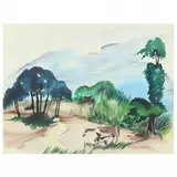 Pinto Mare and Colt by Gregory Ivy, Watercolor on paper, sold Aug 2021