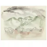 Corrals - Santo Domingo Pueblo by Gregory Ivy, 1940, Gouache and watercolor on paper, sold Aug 2021