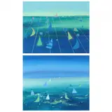 Two Sailing Paintings by Bob Rankin, Mixed media on paper, sold Aug 2021