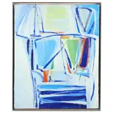 Untitled - Abstract in Blues, Green and Orange by Daniel Clesse, Oil on canvas, sold Aug 2021