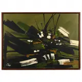 Abstract Composition in Green by Etta Benjamin Cien, Oil on canvas, sold Aug 2021