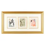Three Wood Engravings from The Divine Comedy (Framed Together) by Salvador Dalí, Each wood engraving in colors, sold Aug 2021