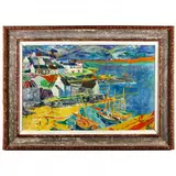Audierne Harbor by Roger Bezombes, Oil on panel, sold Aug 2021