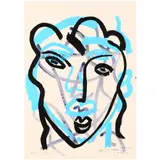 Blue Lady by Peter Keil, Mixed media on paper, sold Aug 2021