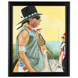 American Indian in Profile by Nancy Gillespie, Oil on canvas, sold Aug 2021