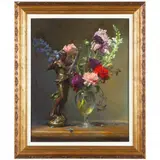Still Life with Flowers and Classical Sculpture by Michael Aviano, Oil on canvas, sold Aug 2021