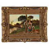 A Young Family by J. Mercier, Oil on canvas (lined), sold Aug 2021
