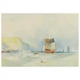 Maritime Scene in Coastal Waters by John Callow, Watercolor, sold Jul 2021