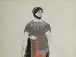 Projet de costume d'homme à la tunique by Jean Marais, Gouache sur papier, sold Sep 2026