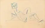 Nu allongé, c. 1910-1914 by Marie Vassilieff, Crayon bleu, sold Jun 2026