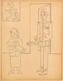 Marie Vassilieff avec Omar Chrouat, le père de son fils Pierre by Marie Vassilieff, Crayon et encre, sold Jun 2026