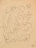 La santé de la famille by Marie Vassilieff, 1931, Crayon, sold Jun 2026