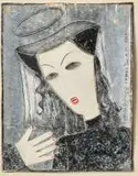 Femme au chapeau by Marie Vassilieff, 1942, Technique mixte sur carton, sold Jun 2026