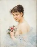 "Fantaisie (tête de genre)", c. 1892 by Vlaho Bukovac, Huile sur toile, sold Jun 2026