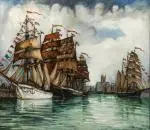 Saint-Pierre des Marins dans le port de Fécamp, c. 1922 by Frank-Will, Huile sur toile, sold Jun 2026